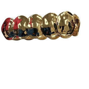 Vintage Discs Chips Stretch Bracelet Gold Tone